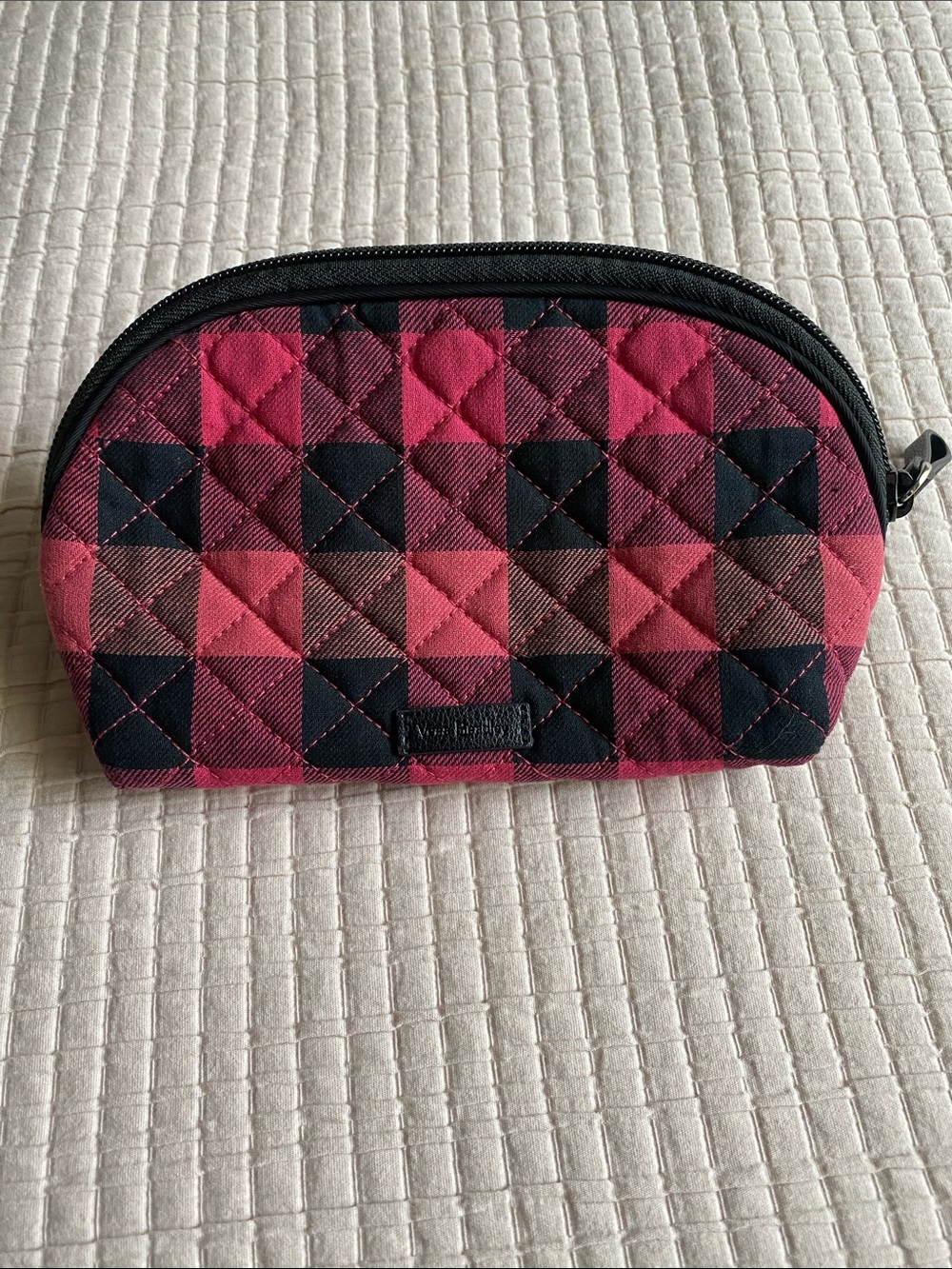 Vera Bradley Dome Cosmetic in Garnet Buffalo Check